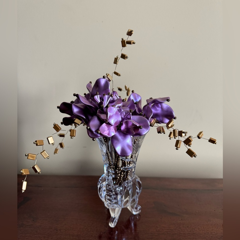 Artificial Purple Tulips Handmade beaded flower stems for vase